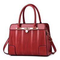 Women's Pu Leather Stripe Elegant Square Zipper Handbag sku image 5