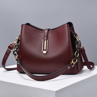 Women's Pu Leather Solid Color Vintage Style Square Zipper Shoulder Bag sku image 2