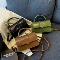 Women's Pu Leather Solid Color Streetwear Square Flip Cover Handbag main image 6