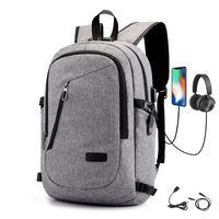 Unisex Solid Color Oxford Cloth Zipper Functional Backpack Laptop Backpack sku image 1