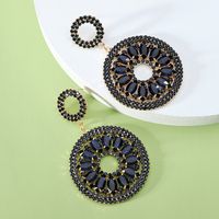 1 Pair Vintage Style Round Plating Hollow Out Inlay Zinc Alloy Glass Drop Earrings sku image 2