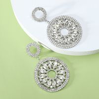 1 Pair Vintage Style Round Plating Hollow Out Inlay Zinc Alloy Glass Drop Earrings sku image 3