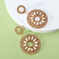 1 Pair Vintage Style Round Plating Hollow Out Inlay Zinc Alloy Glass Drop Earrings sku image 4