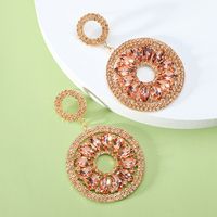 1 Pair Vintage Style Round Plating Hollow Out Inlay Zinc Alloy Glass Drop Earrings sku image 5