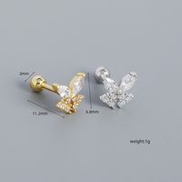 S925 Silber Schmetterling Diamant Piercing Schraube Knochen Ohr Stecker main image 6