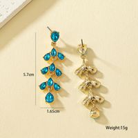 1 Pair Commute Leaf Plating Inlay Alloy Artificial Gemstones Drop Earrings main image 4
