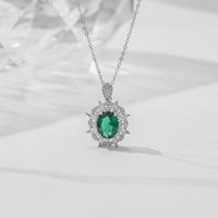 Elegant Round Sterling Silver Plating Inlay Zircon Silver Plated Pendant Necklace main image 1