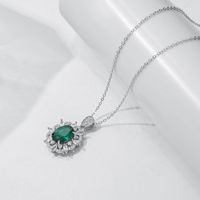 Elegant Round Sterling Silver Plating Inlay Zircon Silver Plated Pendant Necklace main image 2