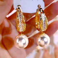 1 Pair Glam Lady Pearl Plating Inlay Alloy Aluminium Alloy Rhinestones Gold Plated Drop Earrings main image 3