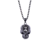 Exaggerated Funny Skull Alloy Hollow Out Carving Men's Pendant Necklace sku image 3