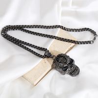Exaggerated Funny Skull Alloy Hollow Out Carving Men's Pendant Necklace main image 3