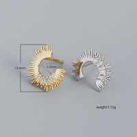 Fashion C Shape Irregular Plating Sterling Silver Zircon Ear Studs main image 5