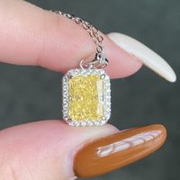 Elegant Square Sterling Silver Plating Inlay Zircon Silver Plated Pendant Necklace sku image 1