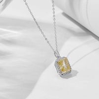 Elegant Square Sterling Silver Plating Inlay Zircon Silver Plated Pendant Necklace main image 4