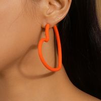 1 Pair Solid Color Heart Shape Plastic Ear Studs sku image 3