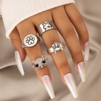 Personality Jewelry Cartoon Love Couple Ring Geometric Letter Ring Set sku image 19