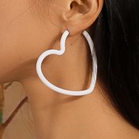 1 Pair Solid Color Heart Shape Plastic Ear Studs sku image 2