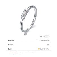 Simple Style Rectangle Silver Plating Inlay Zircon Rings 1 Piece main image 7