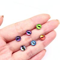 Punk Devil's Eye Stainless Steel Alloy Plastic Plating Inlay Resin White Gold Plated Tongue Nail main image 3