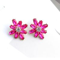 1 Paire Décontractée Élégant Fleur Placage Incruster Alliage Cristal Strass Plaqué Or Boucles D'oreilles main image 4