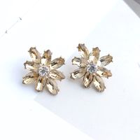 1 Pair Casual Elegant Flower Plating Inlay Alloy Crystal Rhinestones Gold Plated Ear Studs sku image 7