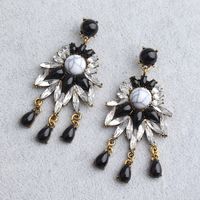 1 Pair Vintage Style Flower Tassel Plating Inlay Arylic Zinc Alloy Rhinestones Plated Ancient & Gold Drop Earrings main image 5
