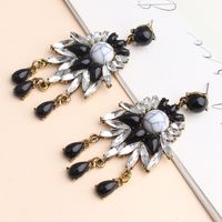 1 Pair Vintage Style Flower Tassel Plating Inlay Arylic Zinc Alloy Rhinestones Plated Ancient & Gold Drop Earrings main image 4