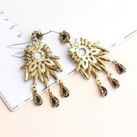 1 Pair Vintage Style Flower Tassel Plating Inlay Arylic Zinc Alloy Rhinestones Plated Ancient & Gold Drop Earrings main image 2