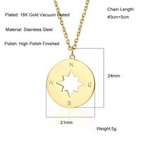304 Stainless Steel 18K Gold Plated Modern Style Classic Style Plating Compass Pendant Necklace main image 6