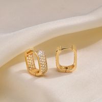 1 Pair IG Style Vintage Style U Shape Plating Inlay Brass Zircon Hoop Earrings main image 6