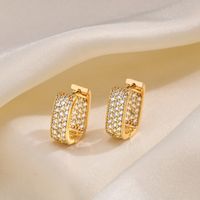 1 Paire Style IG Style Vintage Forme En U Placage Incruster Laiton Zircon Boucles D'oreilles Cerceau main image 7