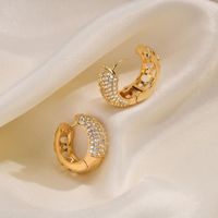1 Pair IG Style Vintage Style U Shape Plating Inlay Brass Zircon Hoop Earrings main image 4