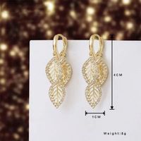 1 Pair Elegant Leaf Inlay Alloy Artificial Crystal Rhinestones Drop Earrings main image 5