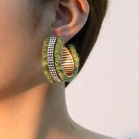 Wholesale Jewelry Commute Geometric Alloy Knit Rhinestones Inlay Earrings main image 4