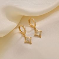 1 Pair Elegant French Style Star Plating Inlay Copper Alloy Zircon Drop Earrings main image 3