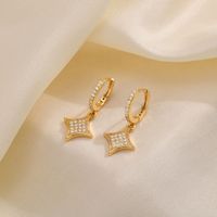 1 Pair Elegant French Style Star Plating Inlay Copper Alloy Zircon Drop Earrings main image 7