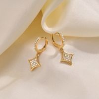 1 Pair Elegant French Style Star Plating Inlay Copper Alloy Zircon Drop Earrings main image 1