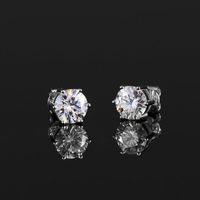 1 Pair Simple Style Round Plating Inlay Sterling Silver Zircon Silver Plated Ear Studs main image 3