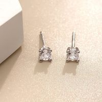 1 Pair Elegant Solid Color Plating Inlay Sterling Silver Zircon Silver Plated Ear Studs main image 4