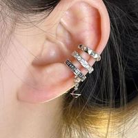 1 Pair Lady Simple Style Streetwear Astrolabe Plating Inlay Copper Zircon Silver Plated Ear Cuffs main image 6