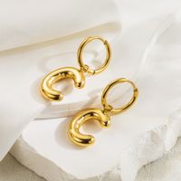 1 Pair Simple Style Letter Plating Stainless Steel 18k Gold Plated Ear Clip main image 4