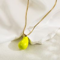 Vintage Style Simple Style Water Droplets Stainless Steel Enamel Plating 18k Gold Plated Pendant Necklace sku image 5