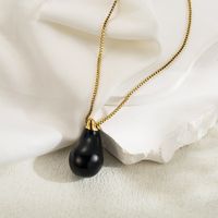Vintage Style Simple Style Water Droplets Stainless Steel Enamel Plating 18k Gold Plated Pendant Necklace sku image 4