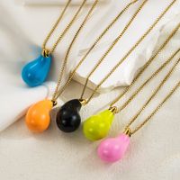 Vintage Style Simple Style Water Droplets Stainless Steel Enamel Plating 18k Gold Plated Pendant Necklace main image 3