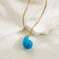 Vintage Style Simple Style Water Droplets Stainless Steel Enamel Plating 18k Gold Plated Pendant Necklace sku image 1