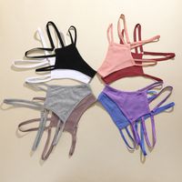 Solid Color Seamless Breathable Invisible Mid Waist Thong Panties main image 3