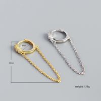 Simple S925 Silver Geometric Long Tassel Chain Zircon Earrings main image 5