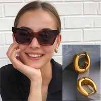 1 Pair Vintage Style Solid Color Plating Copper 18k Gold Plated Hoop Earrings main image 7