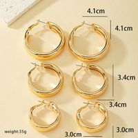 1 Set Simple Style Classic Style Commute Round Plating Alloy 14k Gold Plated Hoop Earrings main image 4