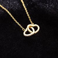 Elegant Solid Color Sterling Silver Plating Inlay Zircon Gold Plated Pendant Necklace main image 2